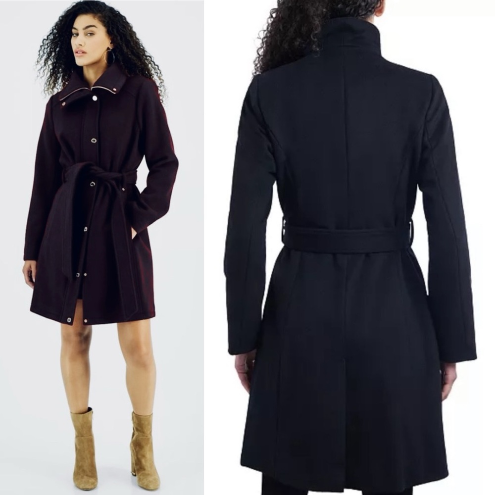 NEW Michael Kors Belted Car Coat Size S Small Black - Picture 4 of 7